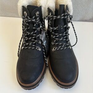 Torrid Black Winter Rain Boots with Fuzzy Collar